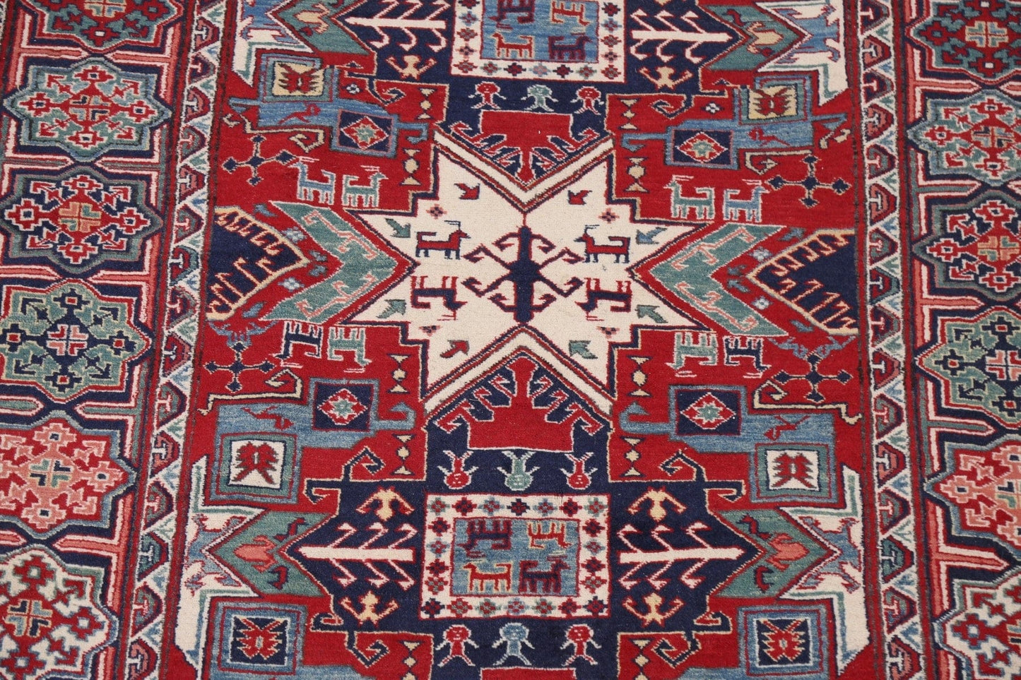 Handmade Kazak Wool Area Rug 5x8