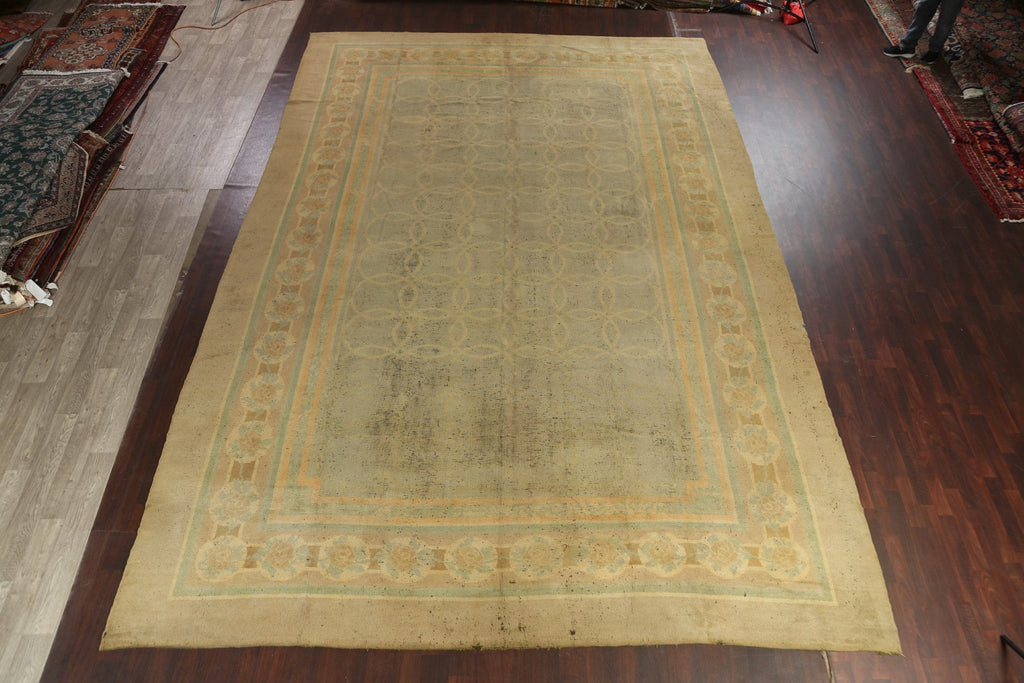 Antique Vegetable Dye Oushak Turkish Rug 12x19