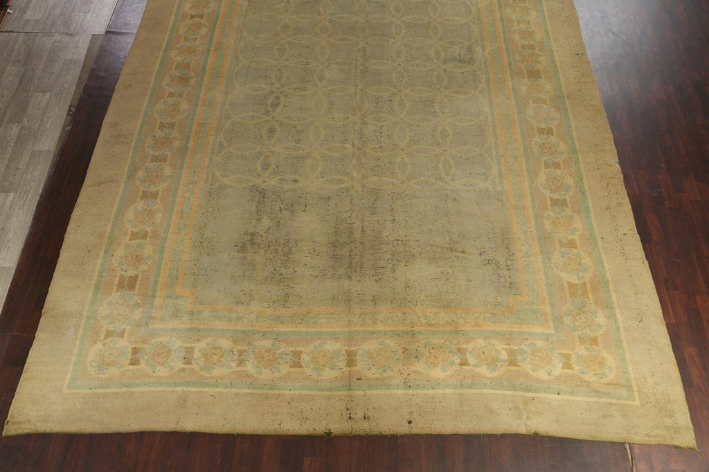 Antique Vegetable Dye Oushak Turkish Rug 12x19