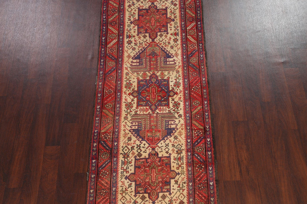 Vintage Heriz Persian Runner Rug 3x14