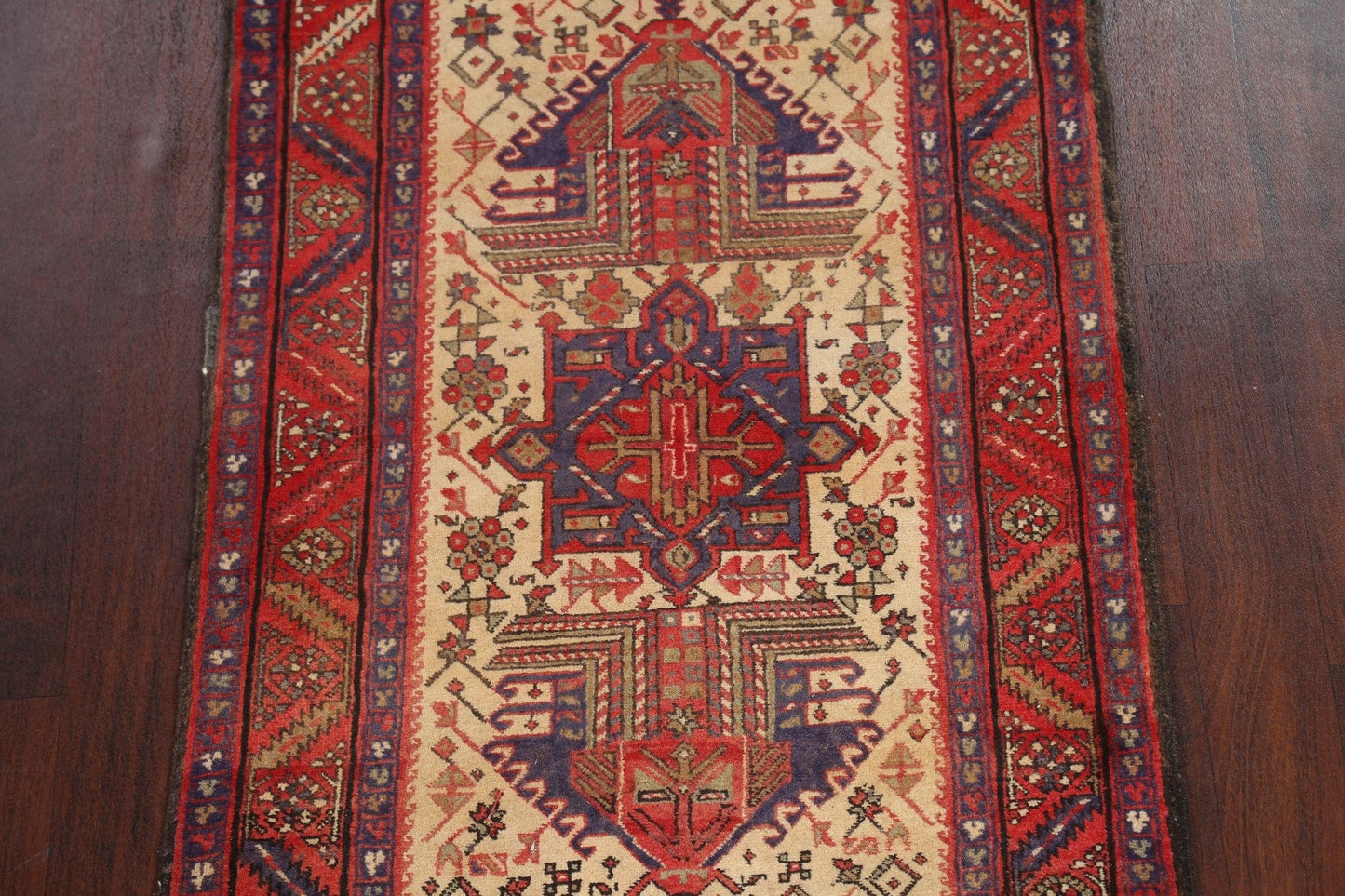 Vintage Heriz Persian Runner Rug 3x14