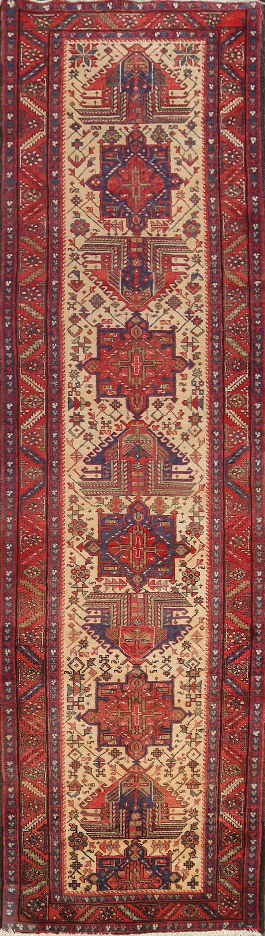 Vintage Heriz Persian Runner Rug 3x14