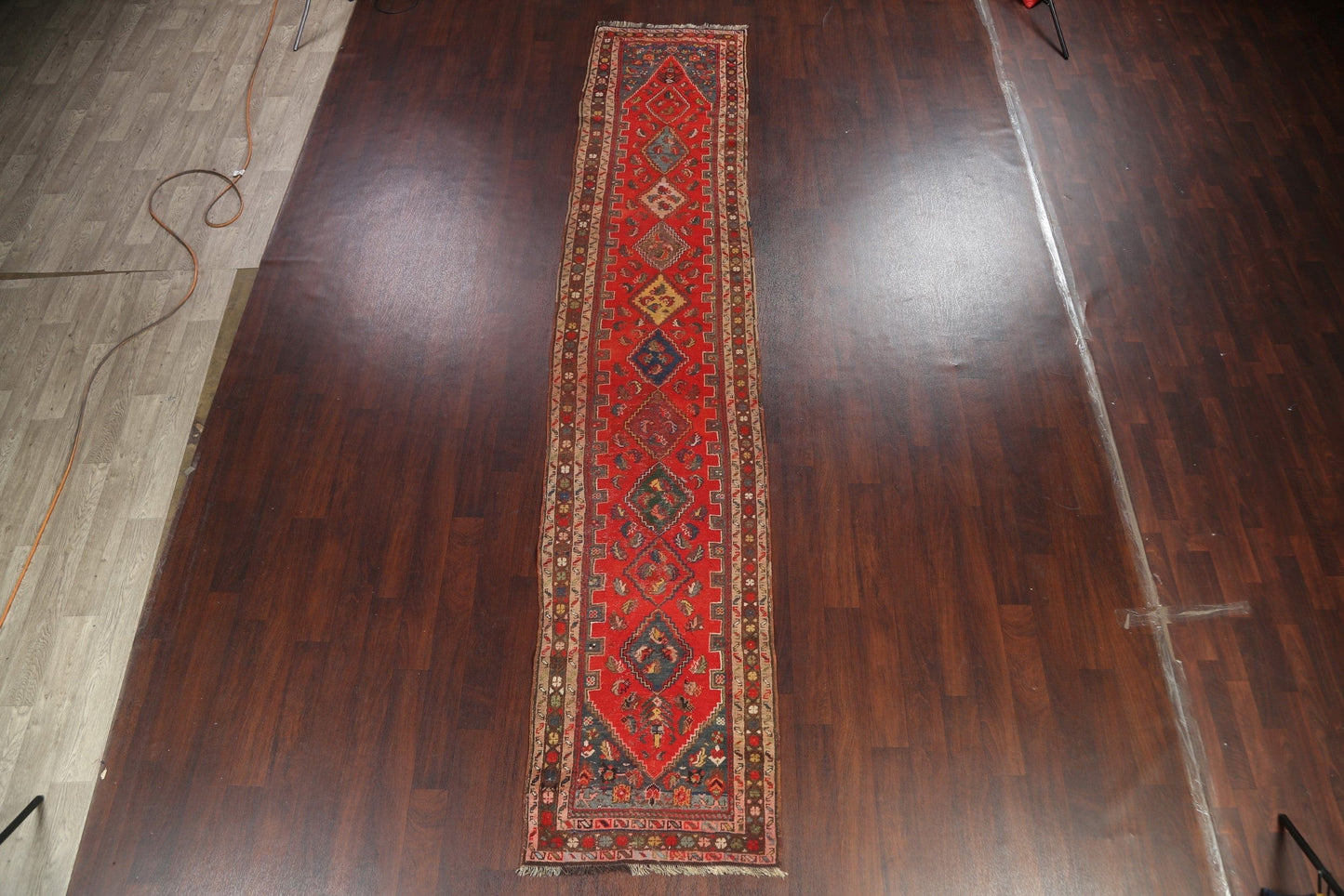 Antique Vegetable Dye Heriz Bakhshayesh Runner Rug 3x14