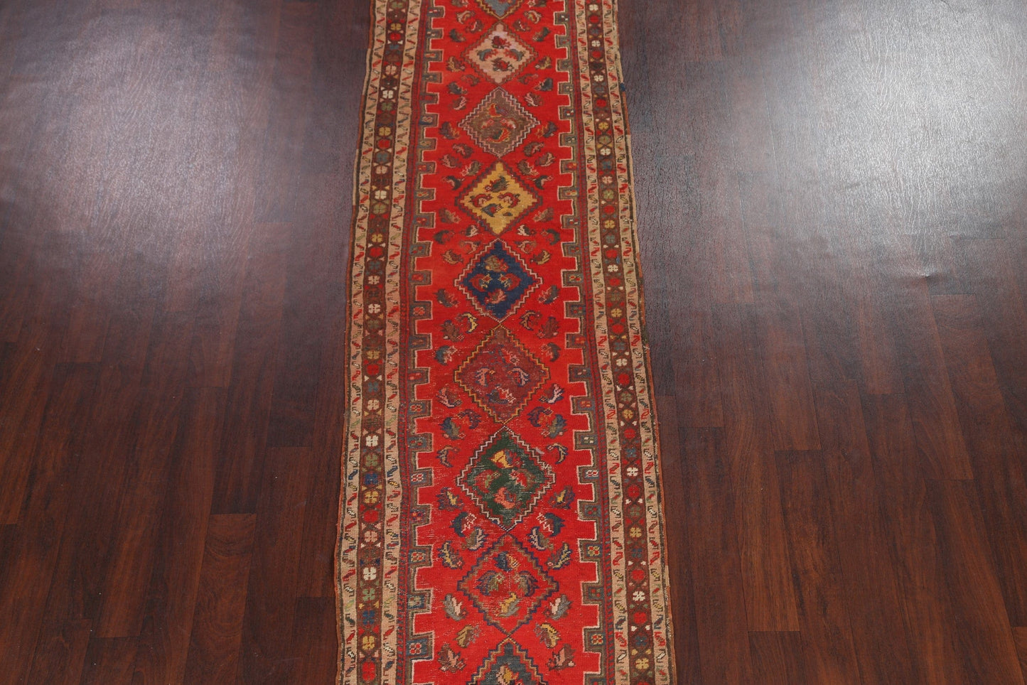 Antique Vegetable Dye Heriz Bakhshayesh Runner Rug 3x14