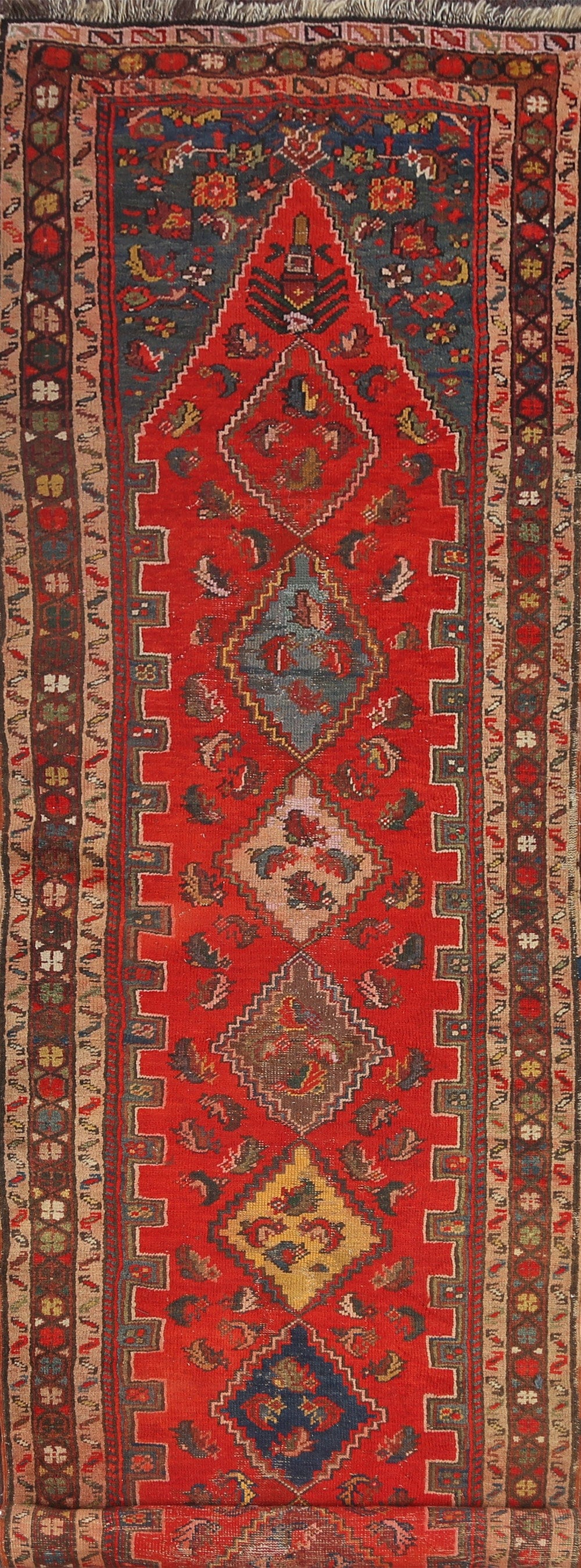 Antique Vegetable Dye Heriz Bakhshayesh Runner Rug 3x14