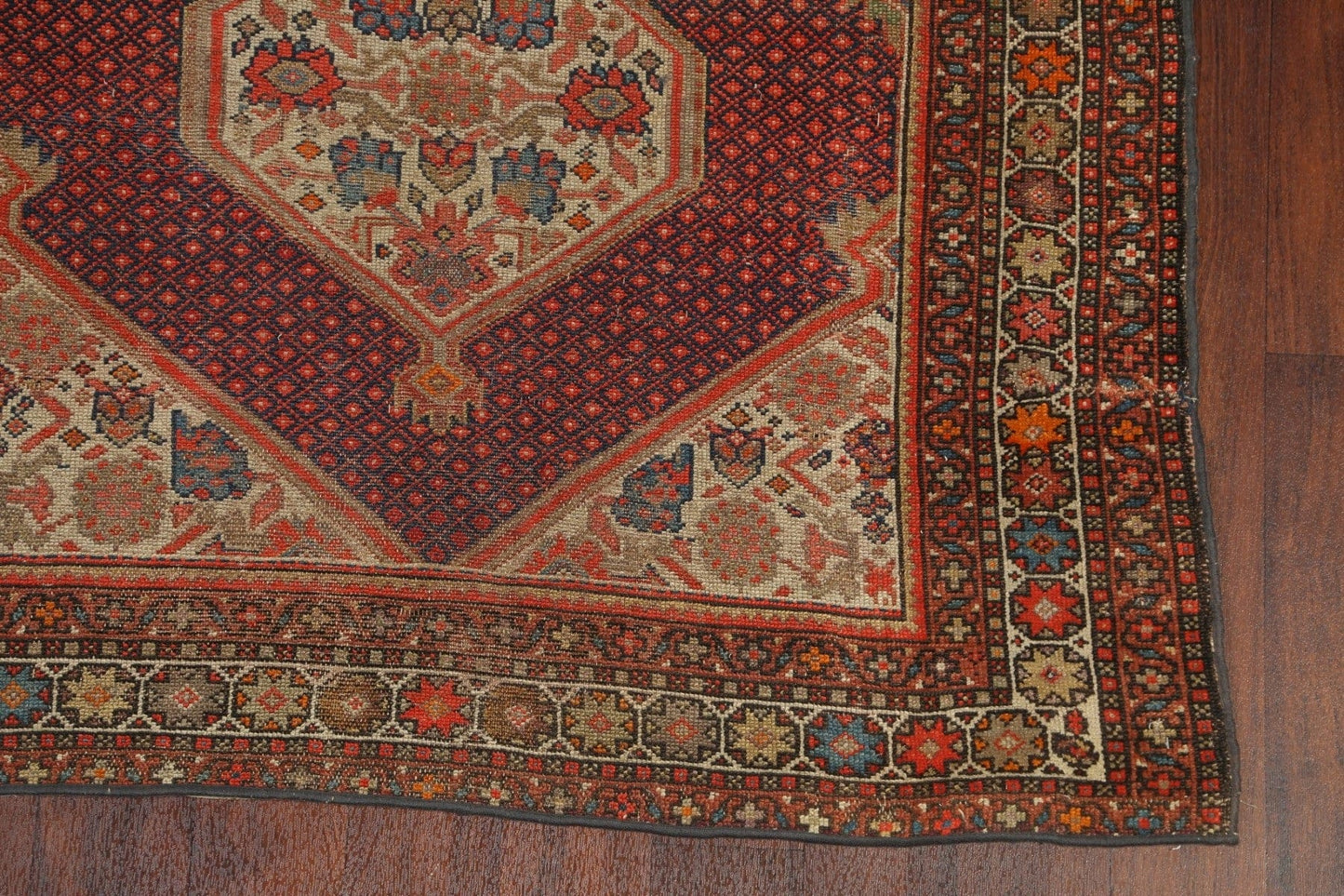 Pre-1900 Antique Vegetable Dye Malayer Persian Rug 4x8