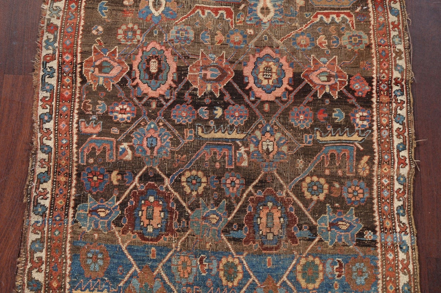 Pre-1900 Antique Bidjar Halvaei Persian Rug 4x5