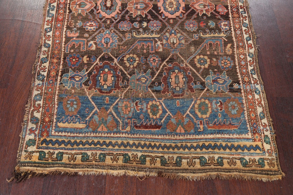 Pre-1900 Antique Bidjar Halvaei Persian Rug 4x5