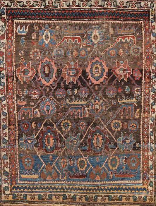 Pre-1900 Antique Bidjar Halvaei Persian Rug 4x5