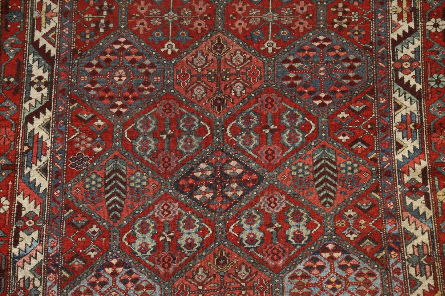 Antique Vegetable Dye Bakhtiari Persian Area Rug 4x7