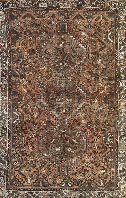 Antique Shiraz Persian Wool Rug 4x5