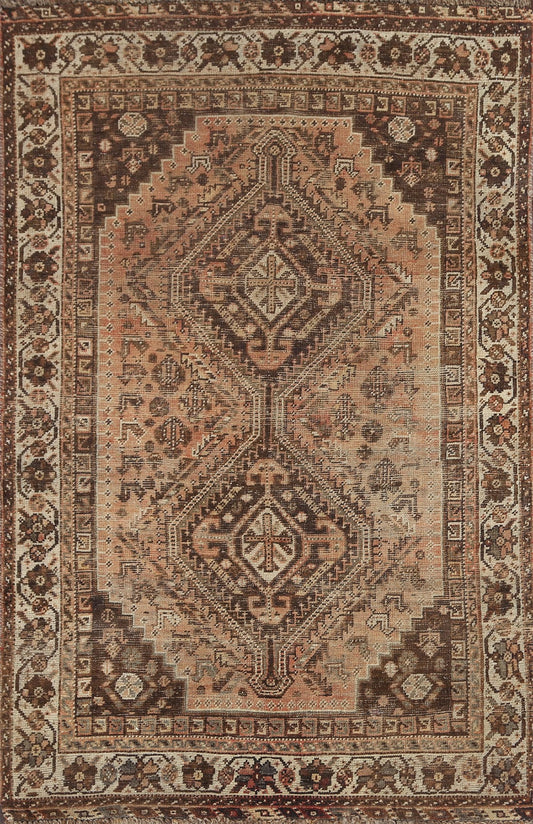 Pre-1900 Antique Shiraz Persian Area Rug 4x5