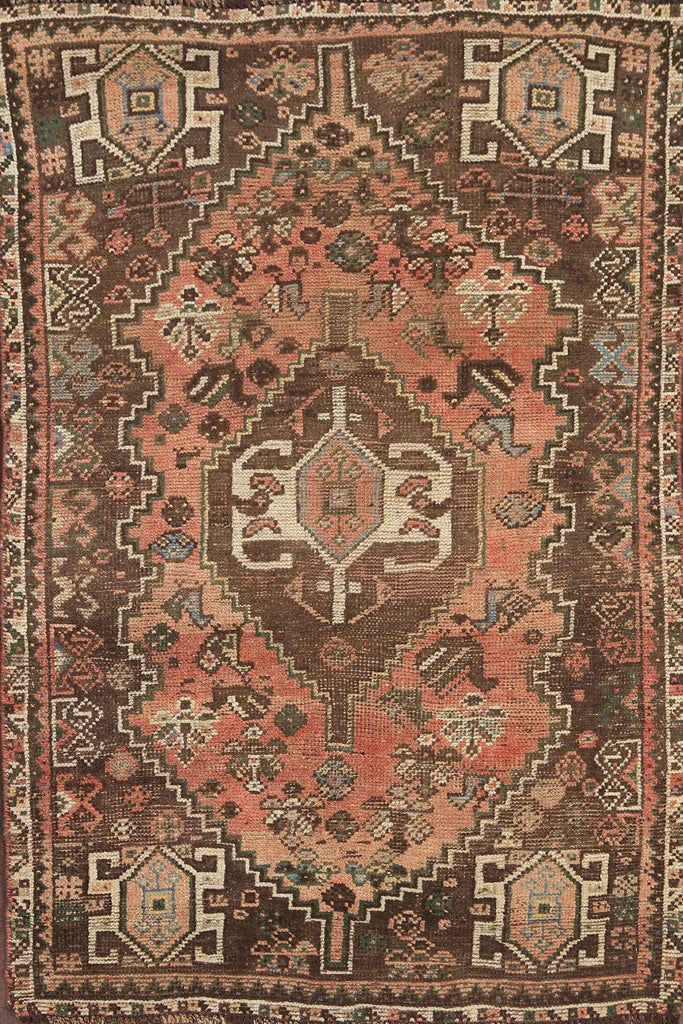 Antique Shiraz Wool Persian Area Rug 4x5