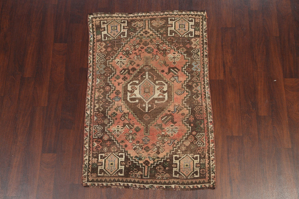 Antique Shiraz Wool Persian Area Rug 4x5