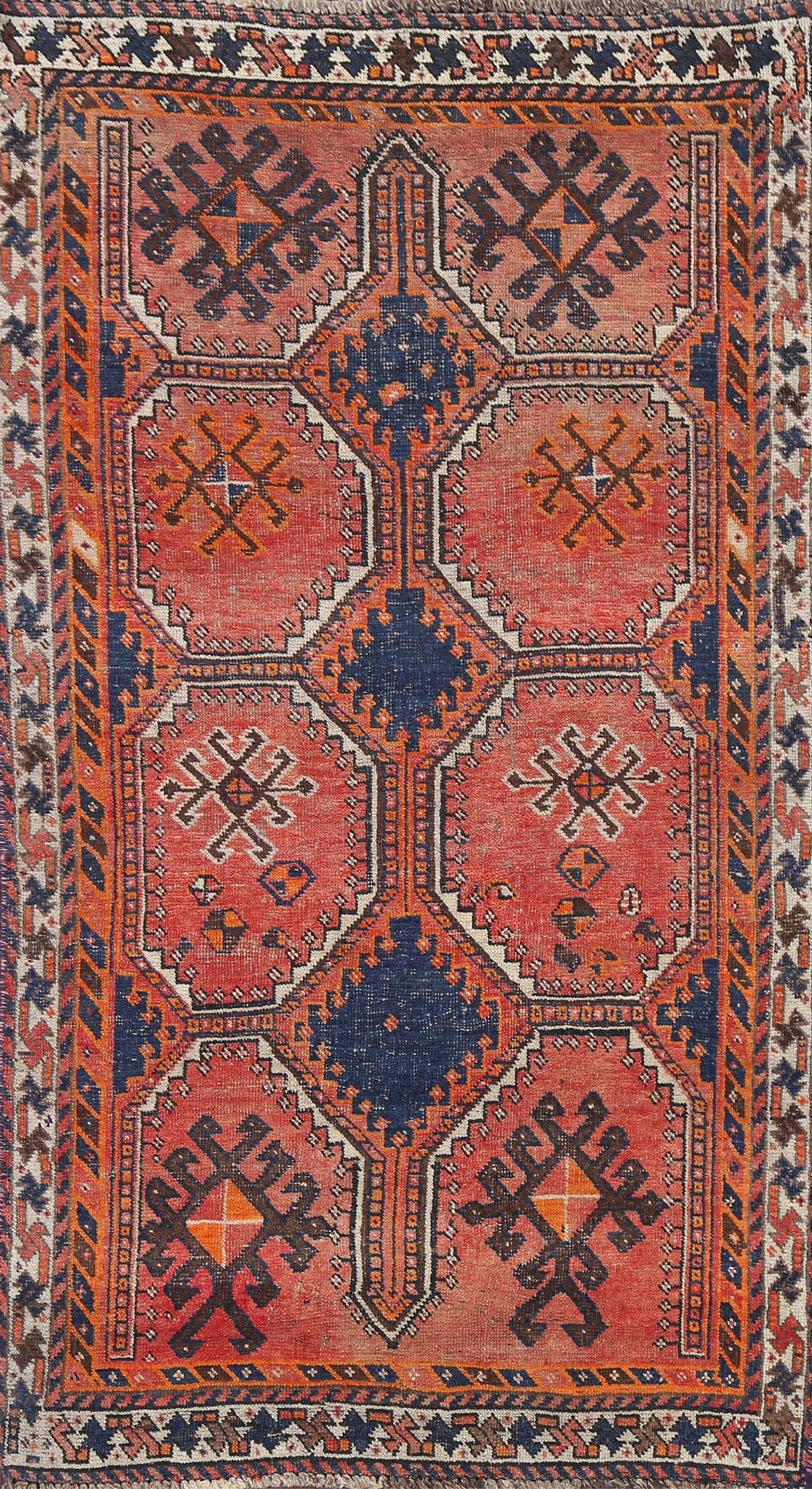 Pre-1900 Antique Vegetable Dye Qashqai Persian Rug 3x6