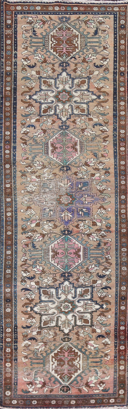 Vintage Heriz Persian Runner Rug 3x12