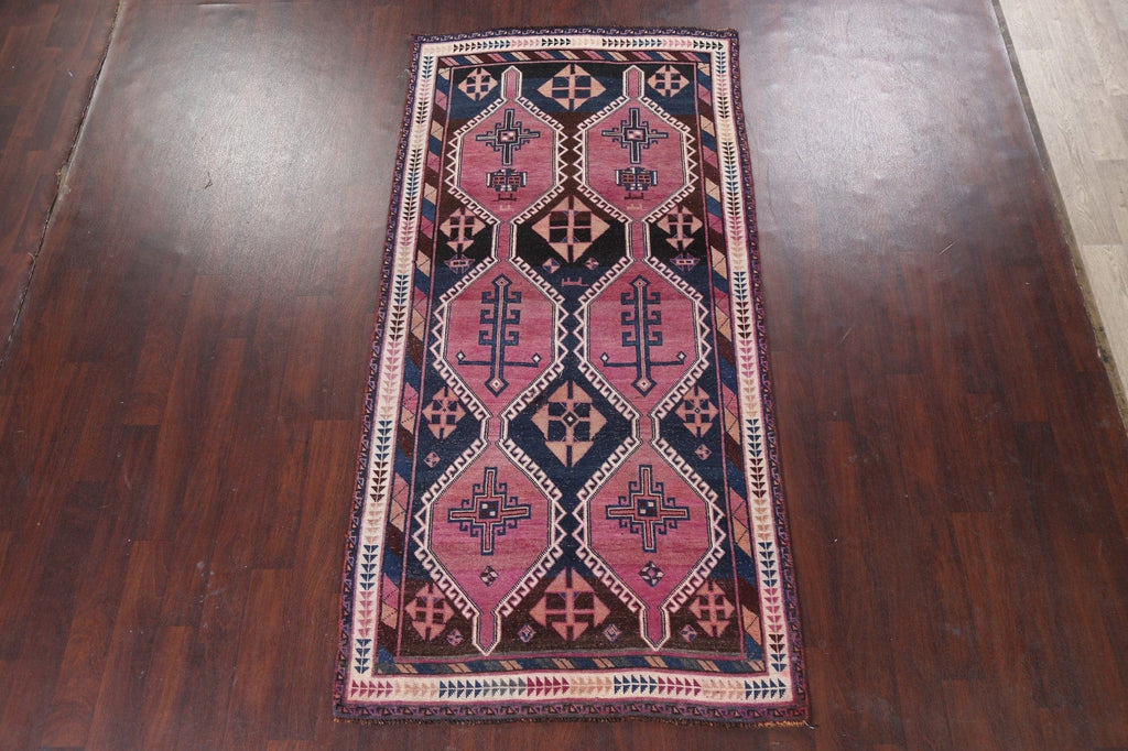 Hand-Knotted Qashqai Persian Runner Rug 4x9