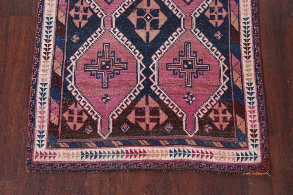 Hand-Knotted Qashqai Persian Runner Rug 4x9