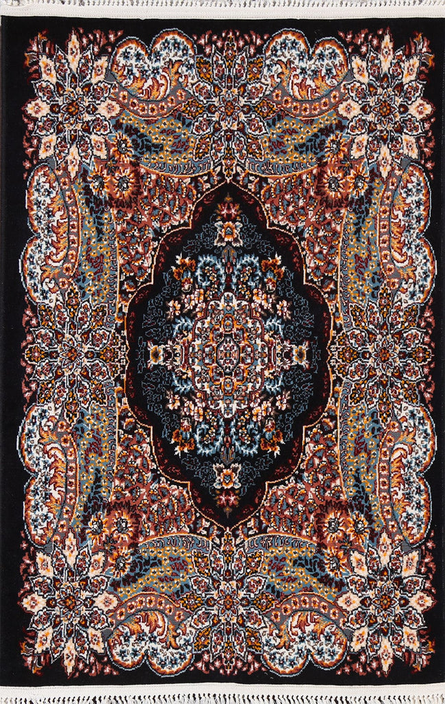 Black Tabriz Persian Rug 3x5