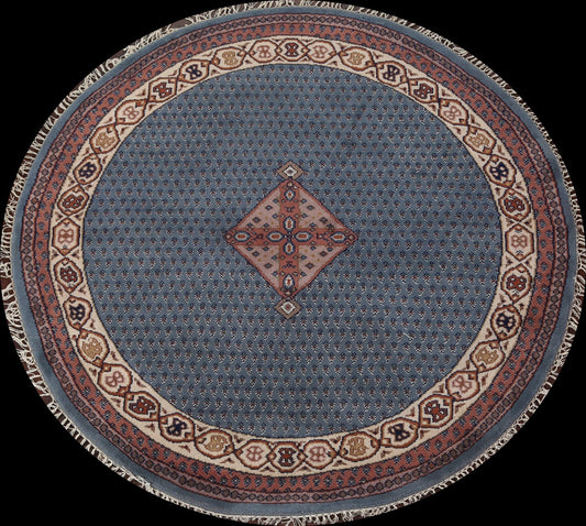 Blue Botemir Wool Rug 6x6 Round