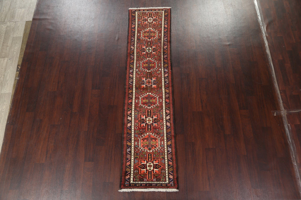 Hand-Knotted Gharajeh Persian Runner Rug 2x9