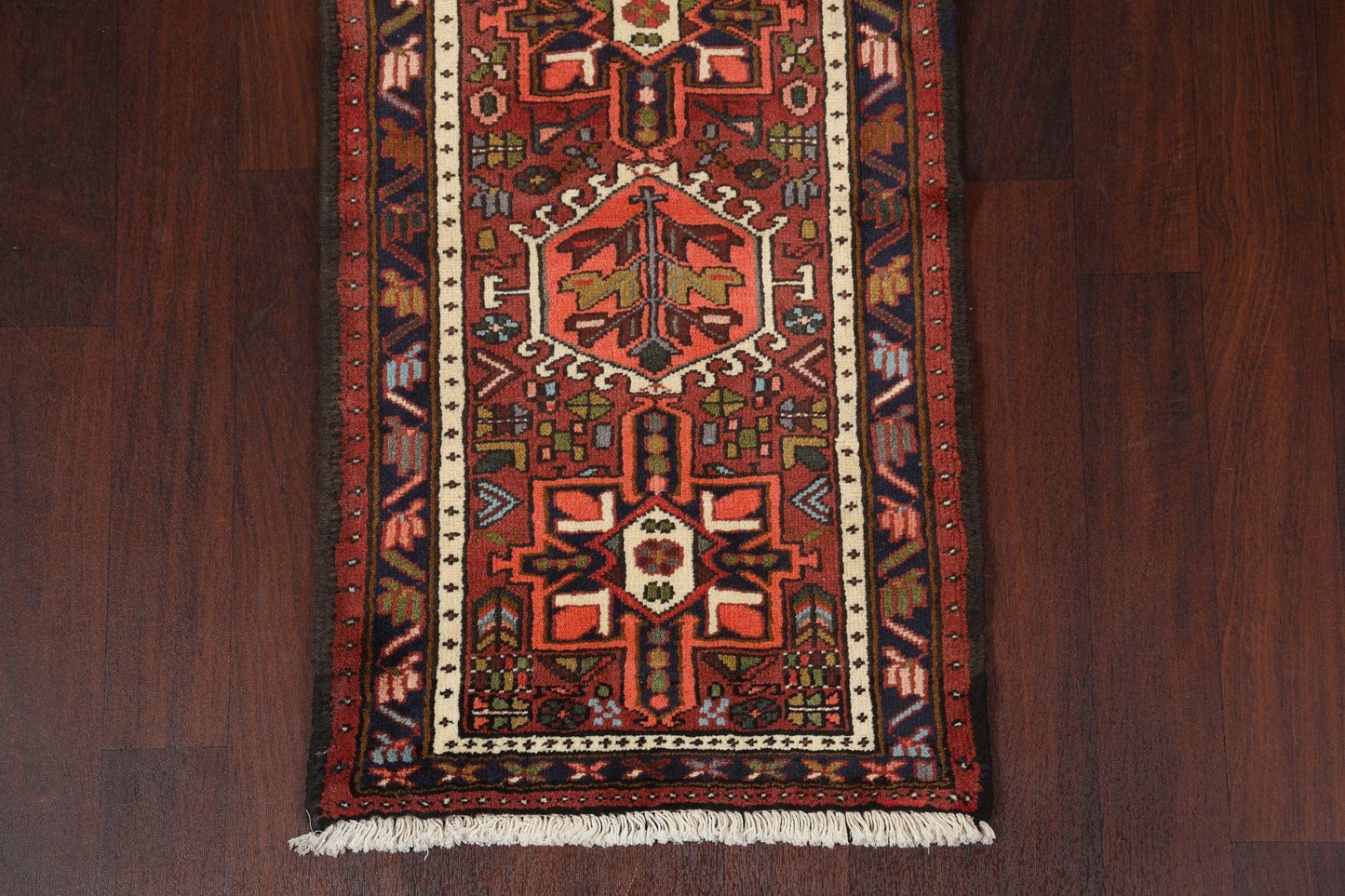 Hand-Knotted Gharajeh Persian Runner Rug 2x9