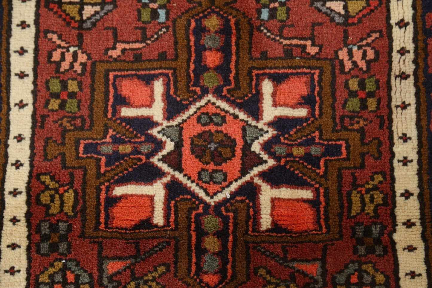 Hand-Knotted Gharajeh Persian Runner Rug 2x9