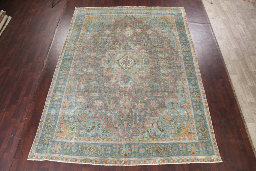 Antique Distressed Tabriz Persian Area Rug 10x13