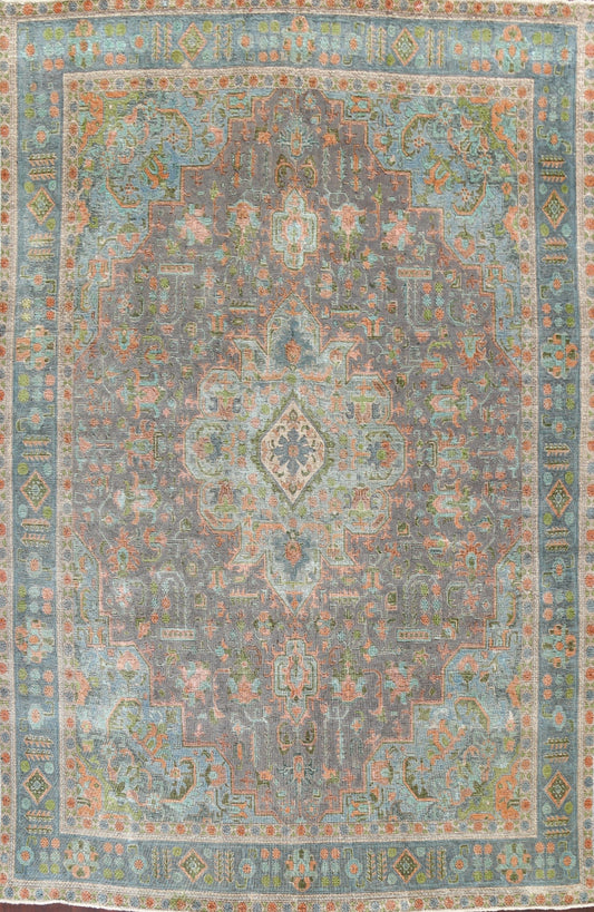 Antique Distressed Tabriz Persian Area Rug 10x13