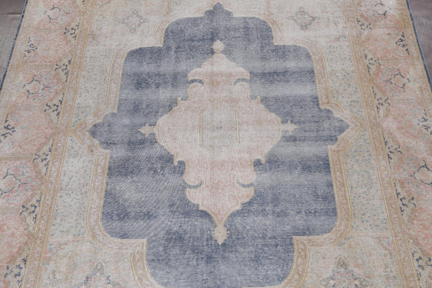 Muted Distressed Kerman Persian Area Rug 10x13