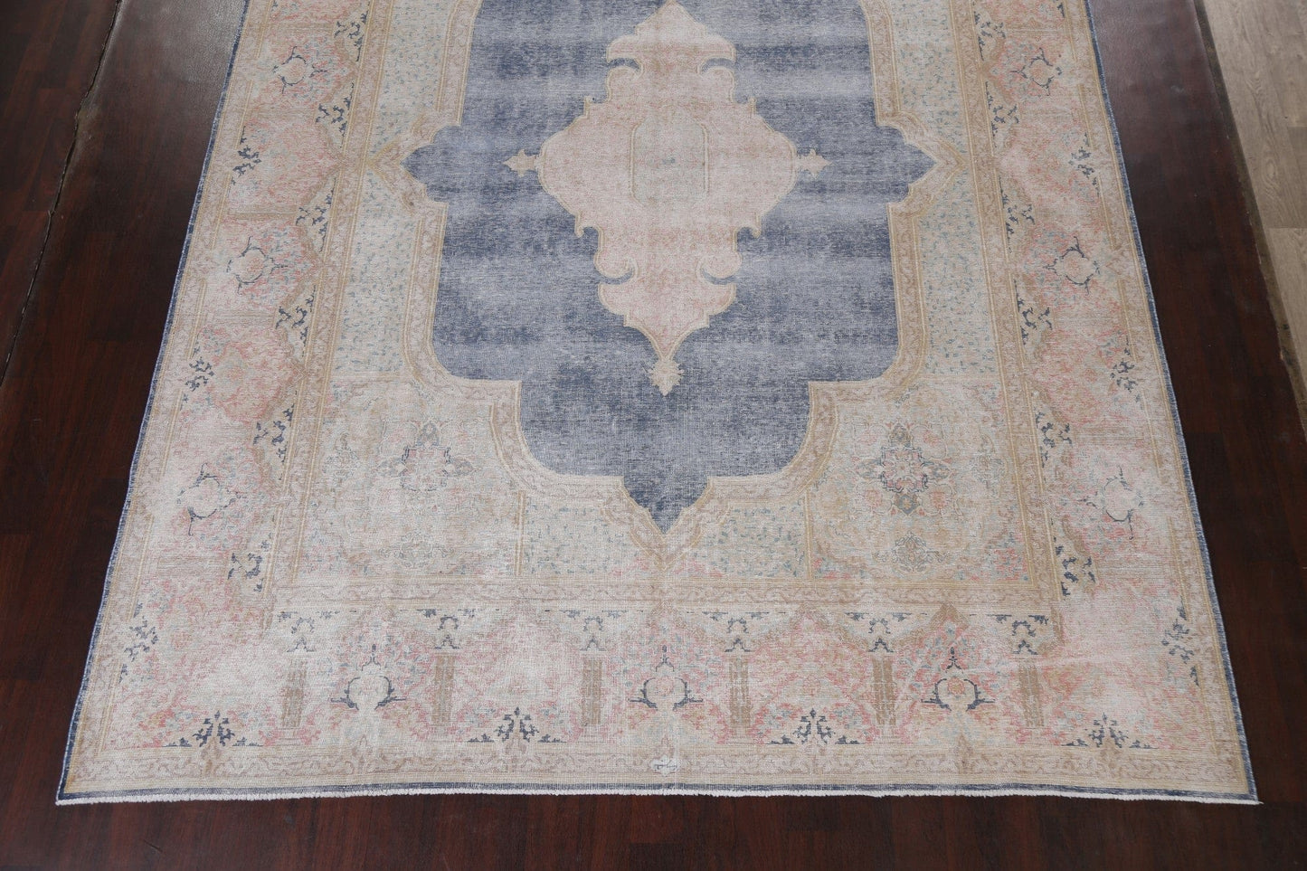 Muted Distressed Kerman Persian Area Rug 10x13