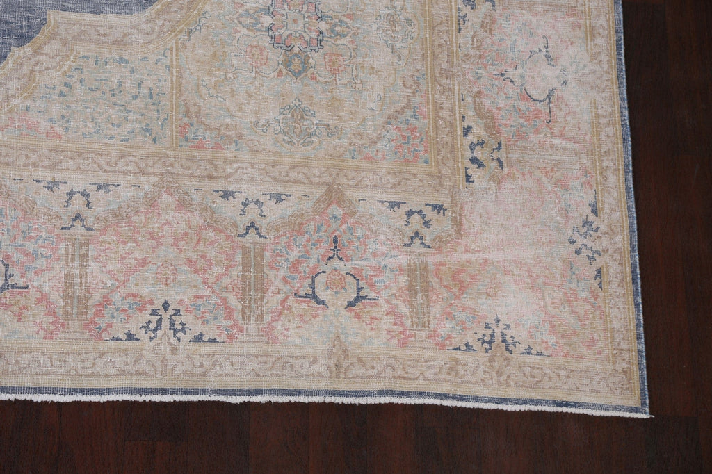 Muted Distressed Kerman Persian Area Rug 10x13