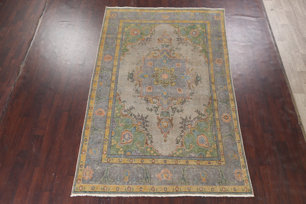 Distressed Tabriz Persian Area Rug 6x10