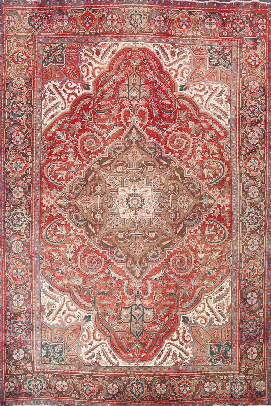 Hand-Knotted Heriz Persian Area Rug 10x13