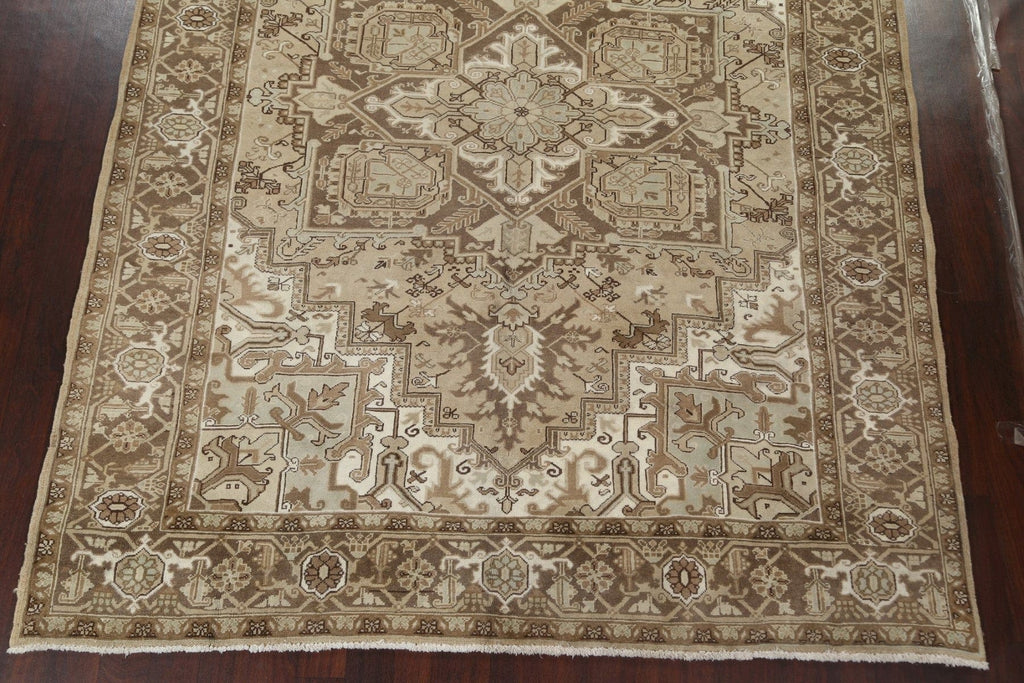 Geometric Heriz Persian Wool Rug 8x11