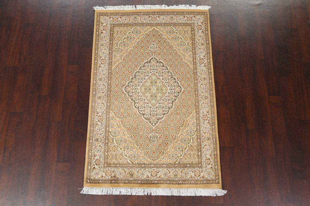 Vegetable Dye Tabriz Mahi Wool/ Silk Oriental Rug 4x6