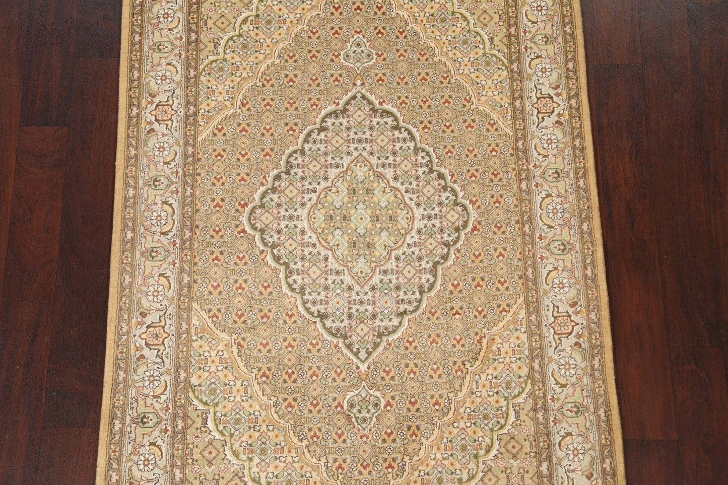 Vegetable Dye Tabriz Mahi Wool/ Silk Oriental Rug 4x6