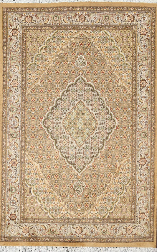 Vegetable Dye Tabriz Mahi Wool/ Silk Oriental Rug 4x6