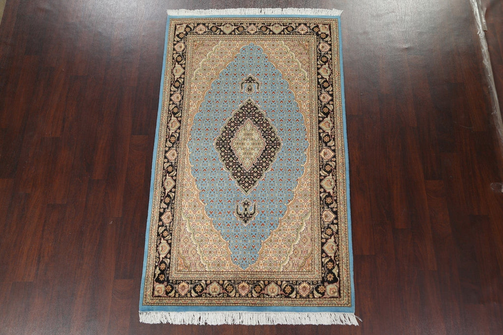 Vegetable Dye Wool/ Silk Tabriz Mahi Handmade Rug 4x7