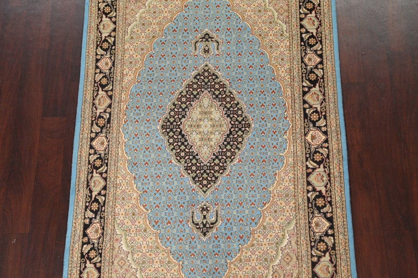 Vegetable Dye Wool/ Silk Tabriz Mahi Handmade Rug 4x7