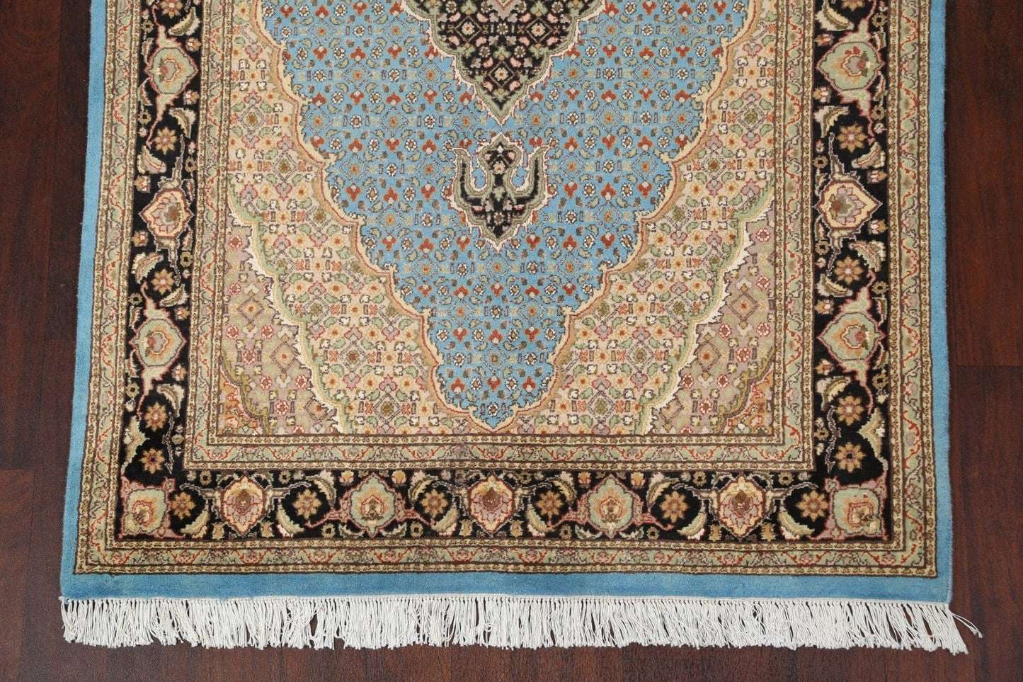 Vegetable Dye Wool/ Silk Tabriz Mahi Handmade Rug 4x7