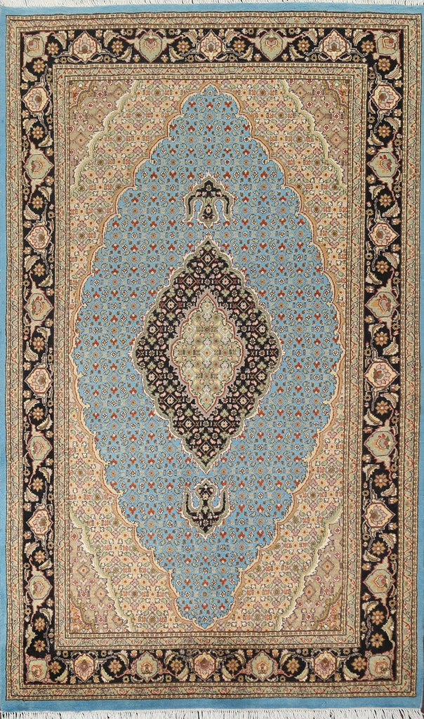 Vegetable Dye Wool/ Silk Tabriz Mahi Handmade Rug 4x7