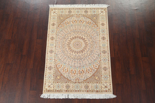 Vegetable Dye Wool/ Silk Tabriz Handmade Rug 4x6