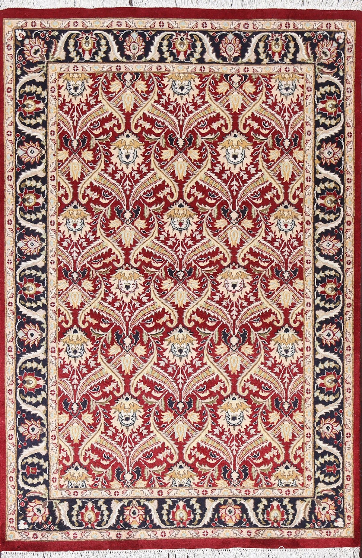 Vegetable Dye Wool/ Silk Aubusson Handmade Rug 4x6