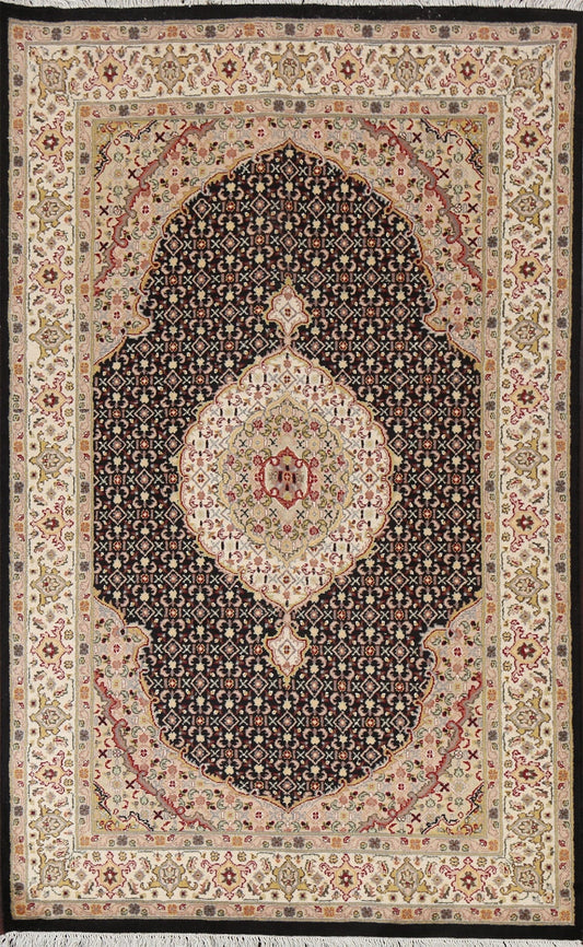 Vegetable Dye Black Tabriz Mahi Handmade Rug 5x8