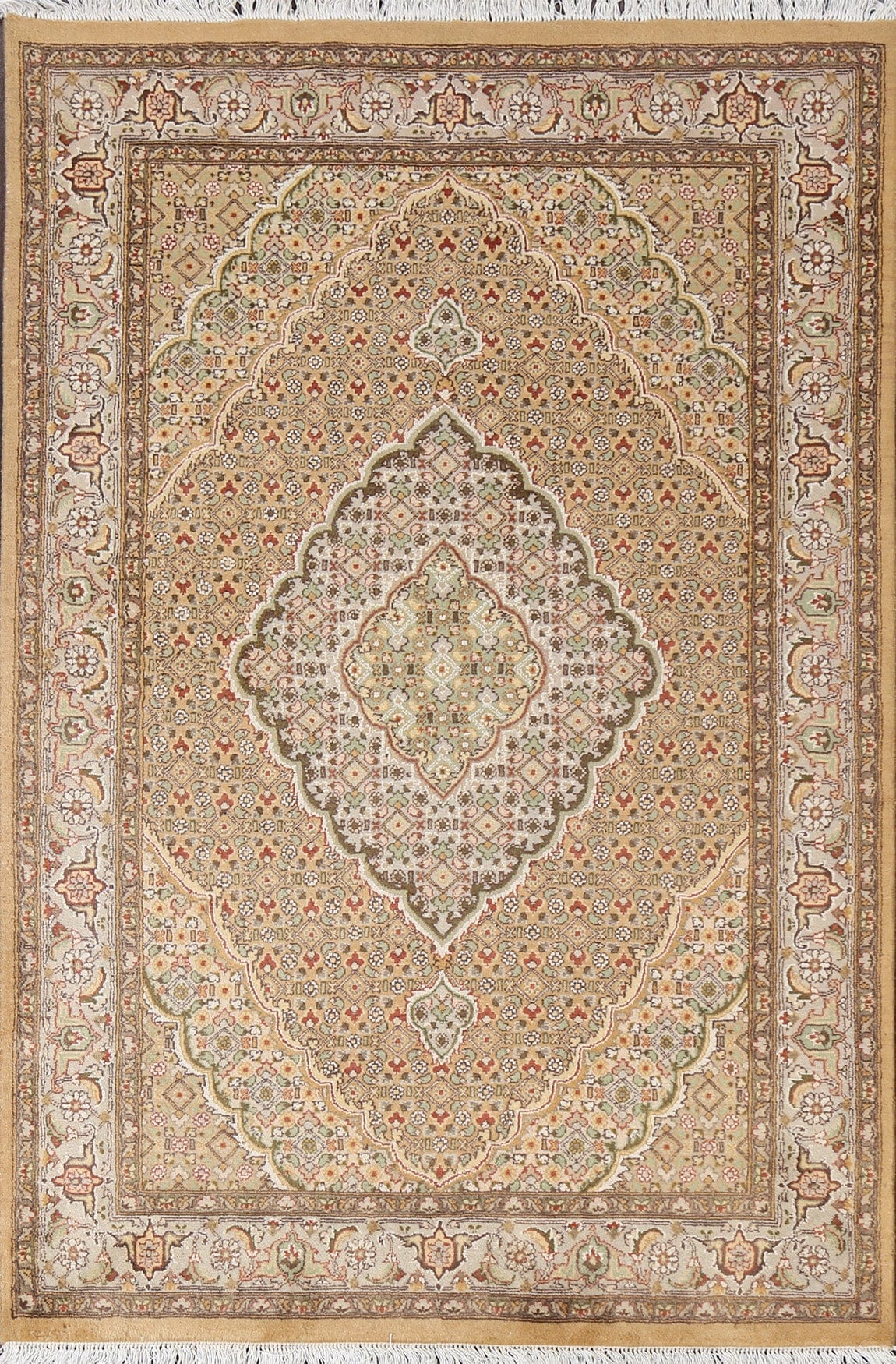 Vegetable Dye Tabriz Mahi Handmade Area Rug 4x6