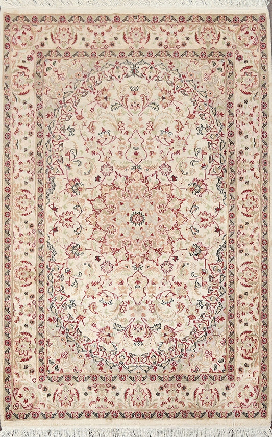 Vegetable Dye Tabriz Silk Handmade Rug 4x6