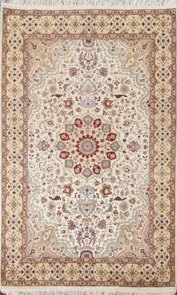 Vegetable Dye Tabriz Silk Handmade Rug 4x6