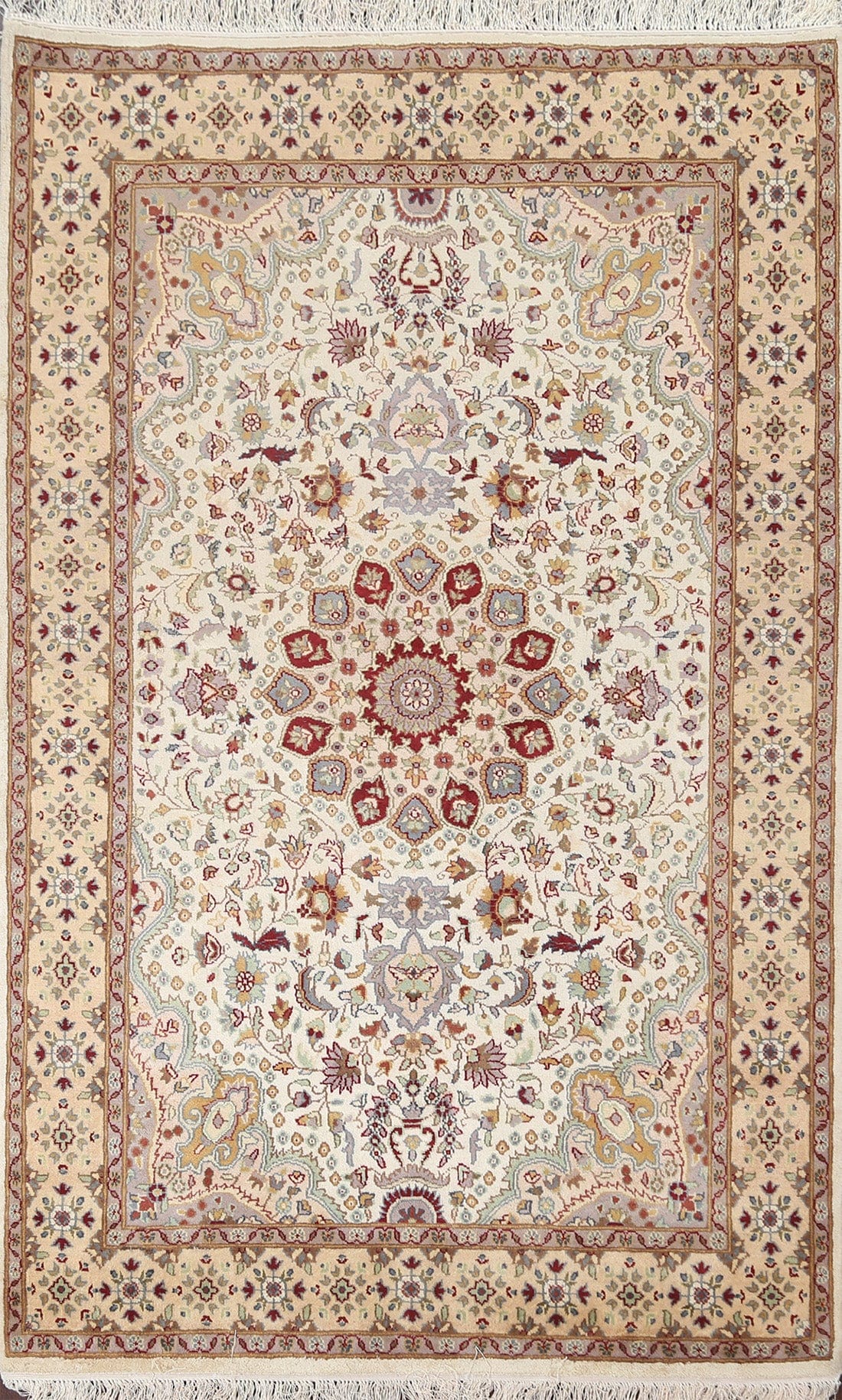 Vegetable Dye Tabriz Silk Handmade Rug 4x6