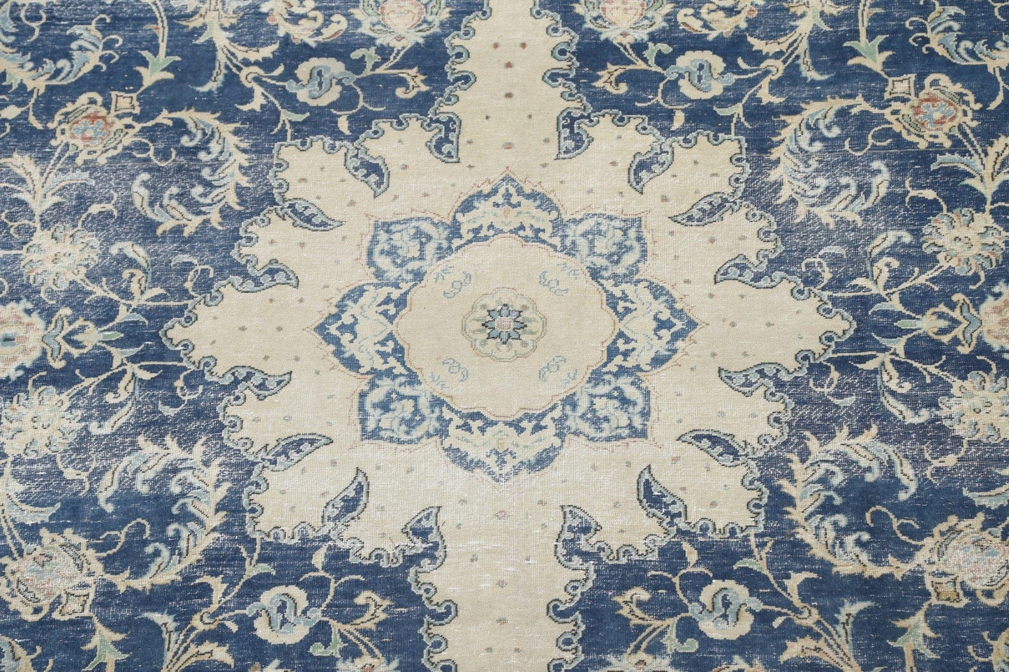 Blue Distressed Tabriz Persian Area Rug 7x10